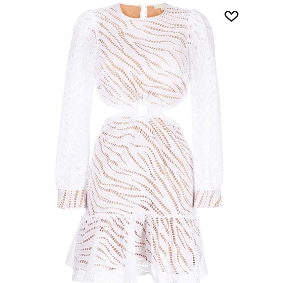 Michael Kors eyelet detailing/zebra pattern cut-out white cotton minidress . - Picture 6 of 10